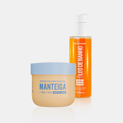 O Kit Rotina Hidratante, da Beleza Brasileira, oferece um upgrade na sua forma de cuidar da pele. No banho,  o Óleo de Banho proporciona uma limpeza suave, hidratante e perfumada. Já no pós banho, com a pele seca, a Manteiga Hidratante Corporal garante hidratação profunda de rápida absorção, com ativos que recuperam a saúde da barreira cutânea e estimulam o colágeno na pele.