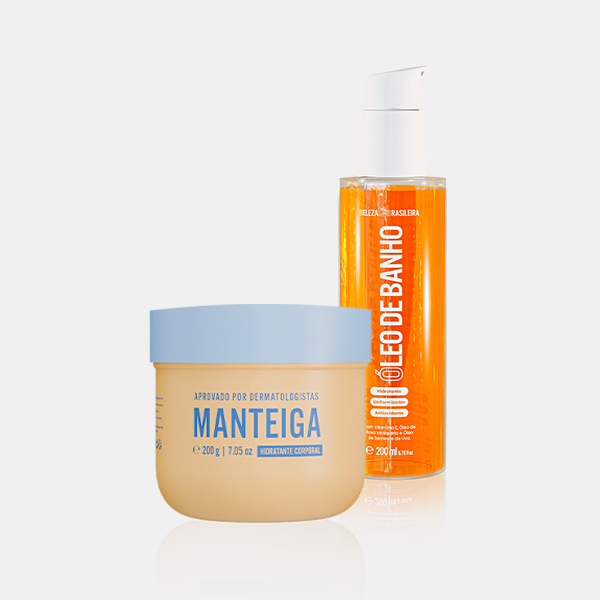 O Kit Rotina Hidratante, da Beleza Brasileira, oferece um upgrade na sua forma de cuidar da pele. No banho, o Óleo de Banho proporciona uma limpeza suave, hidratante e perfumada. Já no pós banho, com a pele seca, a Manteiga Hidratante Corporal garante hidratação profunda de rápida absorção, com ativos que recuperam a saúde da barreira cutânea e estimulam o colágeno na pele.