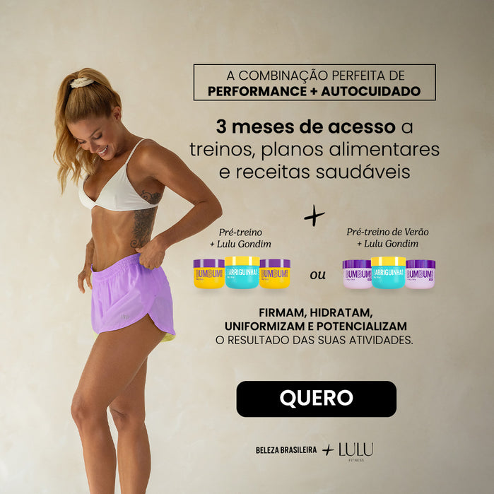 Impulsione os resultados do seu treino com a combinação da Beleza Brasileira e os exercícios da influenciadora Lulu Gondim. Fortaleça o abdômen, glúteo e pernas com o LF3 e garanta firmeza e suavidade na pele com os kits da Beleza Brasileira. 