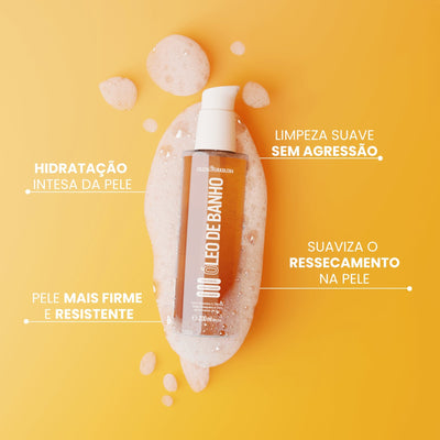 Benefícios do Óleo de Banho da Beleza Brasileira. Garanta hidratação intensa e limpeza suave já na hora do banho.