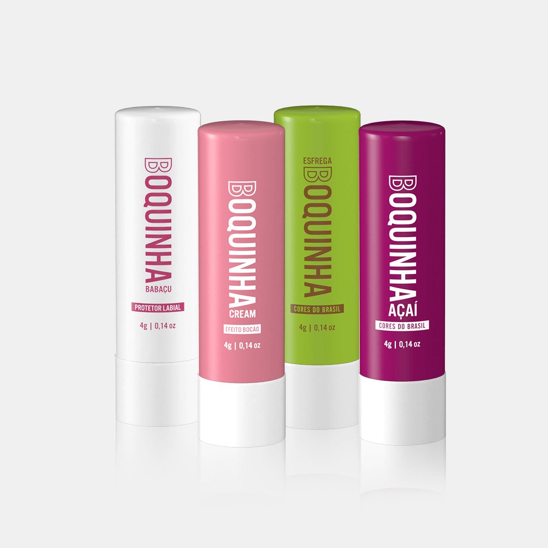 Kit Boquinhas: Esfrega + Preenchedor + Proteção UV + Boquinha Açaí - BELEZA BRASILEIRAlip balm