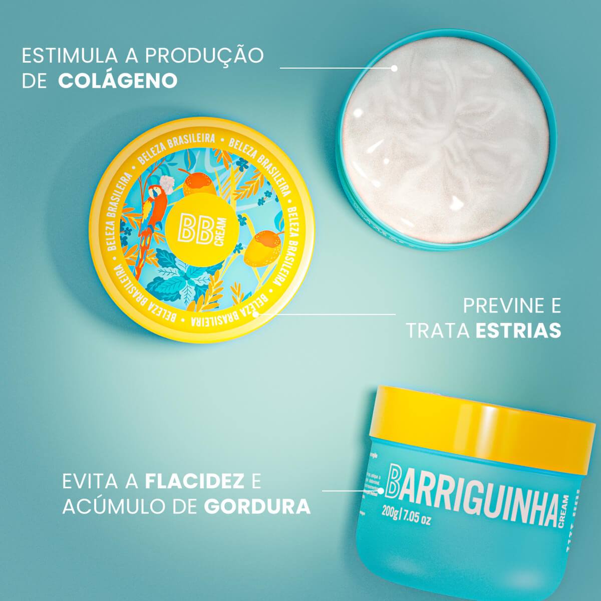 Kit Drenagem: 2 Barriguinha + 1 Bumbum Cream - BELEZA BRASILEIRA